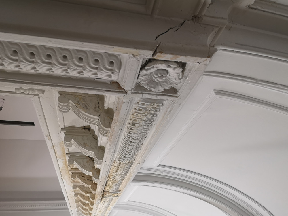 Damaged decorative ceiling